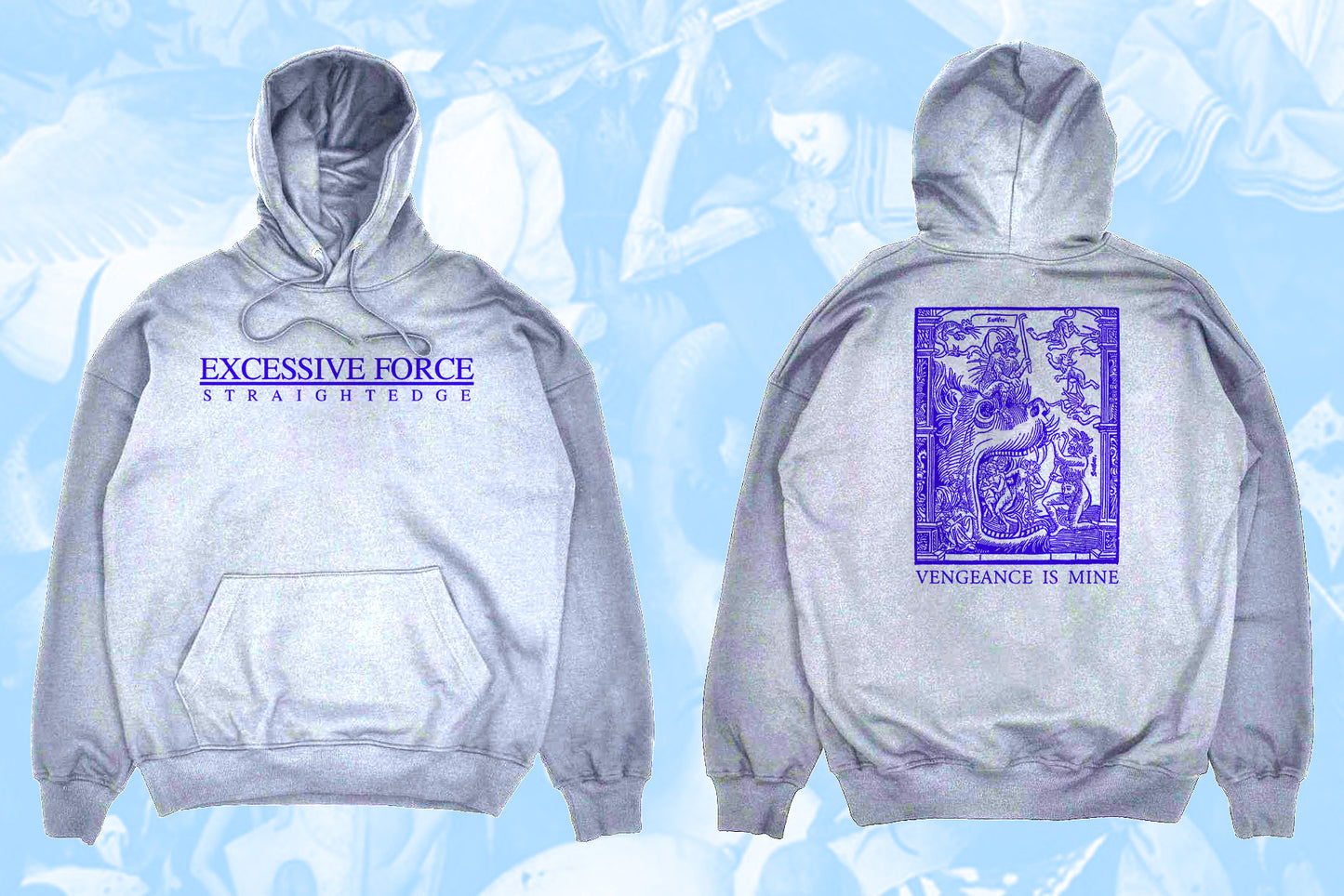 Excessive Force "Vengeance is Mine" grey hoodie